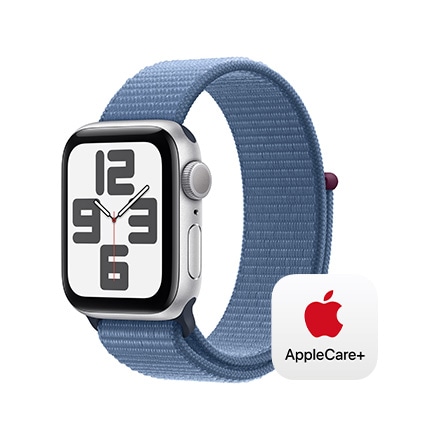 Apple Watch SE 第2世代 （GPSモデル）- 40mmシルバーアルミニウムケースとウインターブルースポーツループ with AppleCare+