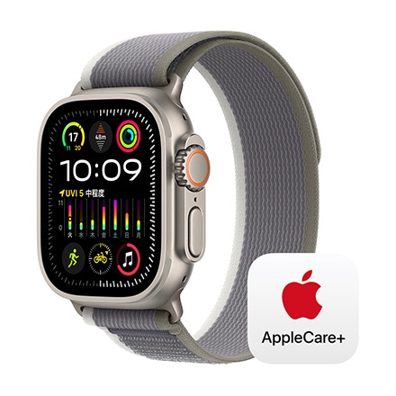 Apple Watch Ultra 2（GPS + Cellularモデル）- 49mmチタニウムケースとグリーン/グレイトレイルループ-M/L with AppleCare+