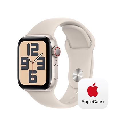 Apple Watch SE 第2世代 （GPS + Cellularモデル）- 40mmスターライトアルミニウムケースとスターライトスポーツバンド - S/M with AppleCare+