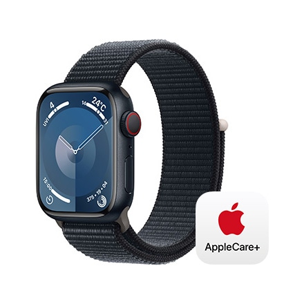 Apple Watch Series 9（GPS + Cellularモデル）- 41mmミッドナイトアルミニウムケースとミッドナイトスポーツループ with AppleCare+