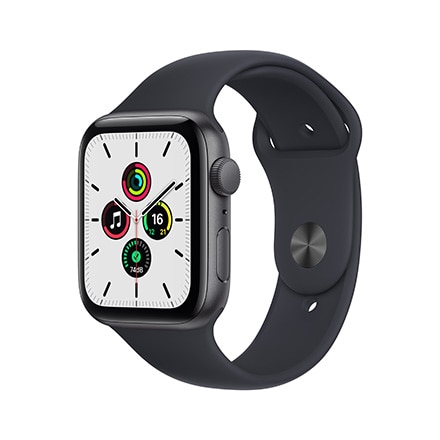 Apple Watch SE（GPSモデル）- 44mmスペースグレイアルミニウムケースとミッドナイトスポーツバンド - レギュラー