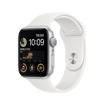 Apple Watch SE 第2世代（GPSモデル）- 44mmシルバーアルミニウムケースとホワイトスポーツバンド-レギュラー｜永久不滅