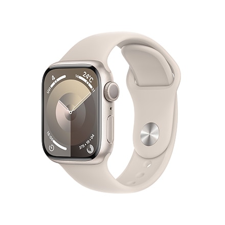 Apple Watch Series 9（GPSモデル）- 41mmスターライトアルミニウムケースとスターライトスポーツバンド - S/M