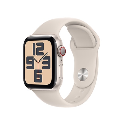 Apple Watch SE 第2世代 （GPS + Cellularモデル）- 40mmスターライトアルミニウムケースとスターライトスポーツバンド - S/M