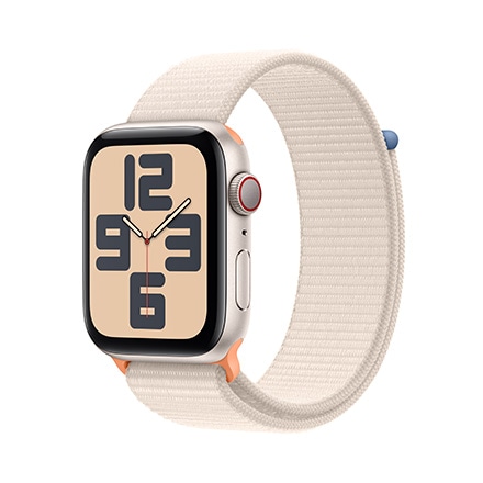 Apple Watch SE 第2世代 （GPS + Cellularモデル）- 44mmスターライトアルミニウムケースとスターライトスポーツループ