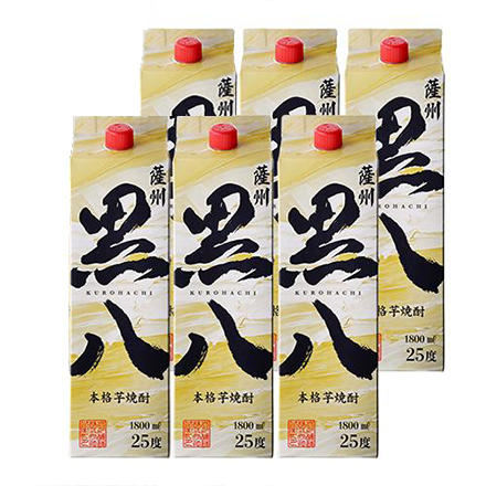 焼酎 芋麦ブレンド 薩州黒八 25度 1.8Lパック×6本 鹿児島県 岩川醸造 1800ml 本格焼酎 いも焼酎 麦焼酎 長S