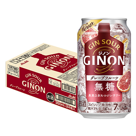 アサヒ GINON ジノン 無糖 グレープフルーツ 350ml×24本 1ケース 長S