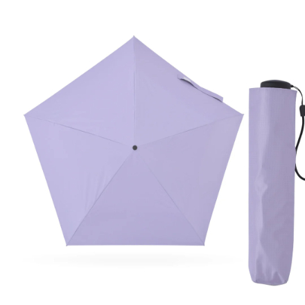 HEATBLOCK pentagon（ペンタゴン） 100%遮光・遮熱 超軽量 日傘 晴雨兼用 折りたたみ傘 アッシュラベンダー
