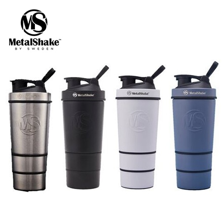 MetalShake メタルシェイク ステンレス製 カップ付 シェイカーボトル 600ml ブルーグレー