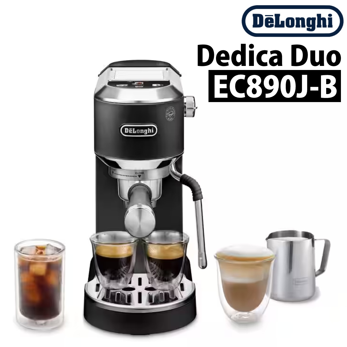 デロンギ エスプレッソ・カプチーノメーカー デディカ デュオ ブラック EC890J-B