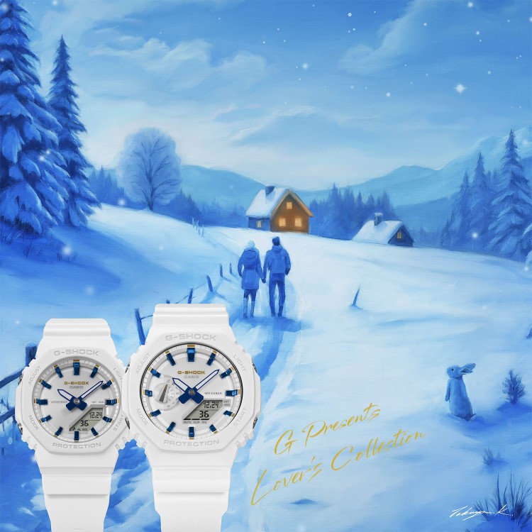 CASIO カシオ Gショック ペアウォッチ 腕時計 LOV-25A-7AJR ラバコレ Lover's Collection 2025 クリスマス ホワイト×ブルー 樹脂バンド アナデジ CASIO G-SHOCK メーカー保証1年 国内正規品