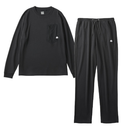 【ウェア上下セット】ロゴス LOGOS by LIPNER リカバリー プルオーバー ＆ パンツ ブラック Sサイズ 35306714 35305714