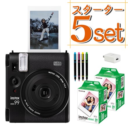 富士フイルム チェキ instax mini 99 ブラック＆デコペン＆JP2×2＆USBアダプタ セット