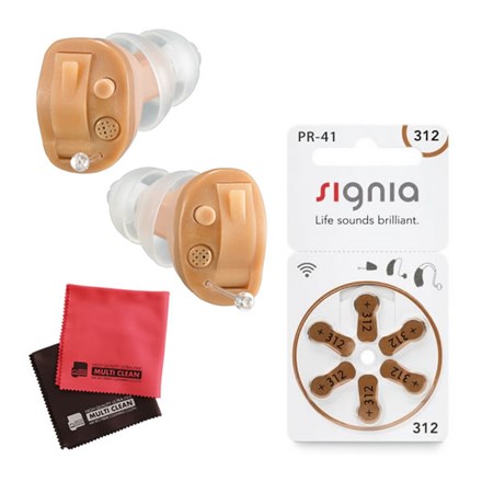 オンキョー 耳穴式 補聴器 両耳セット OHS-D21L/R ＆ 補聴器専用空気電池(6個入り1パック) ＆ クロス