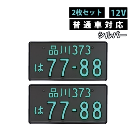 井上工業 字光式ナンバープレート シルバー LEDパーフェクトecoII 普通車対応 2468-12V-S 2枚セット