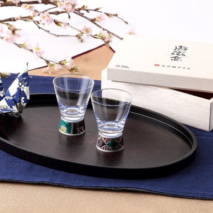 九谷和グラス 伝統工芸の新しいかたち〈 ペアショットグラス 〉石畳