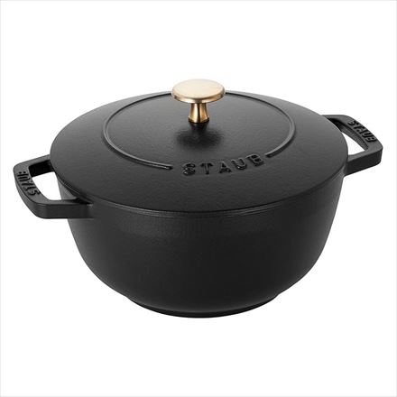 staub ストウブ Wa-NABE L 20cm ブラック 40501-009 両手 鋳物 ホーロー 鍋 炊飯 3合 IH対応