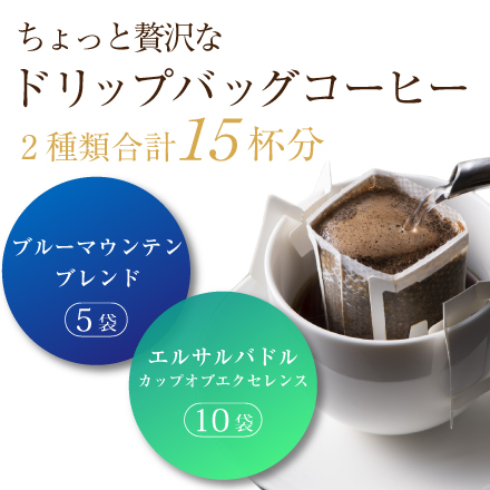 ネコポス ちょっと 贅沢な ドリップバッグコーヒー 15袋（ブル5・Cエル10）