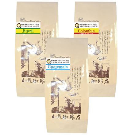 Qグレード お試し コーヒー 福袋 ネコポス (Qブラ・Qグァテ・Qコロ)　3種類各100g　＜挽き具合：中挽き＞ 粉