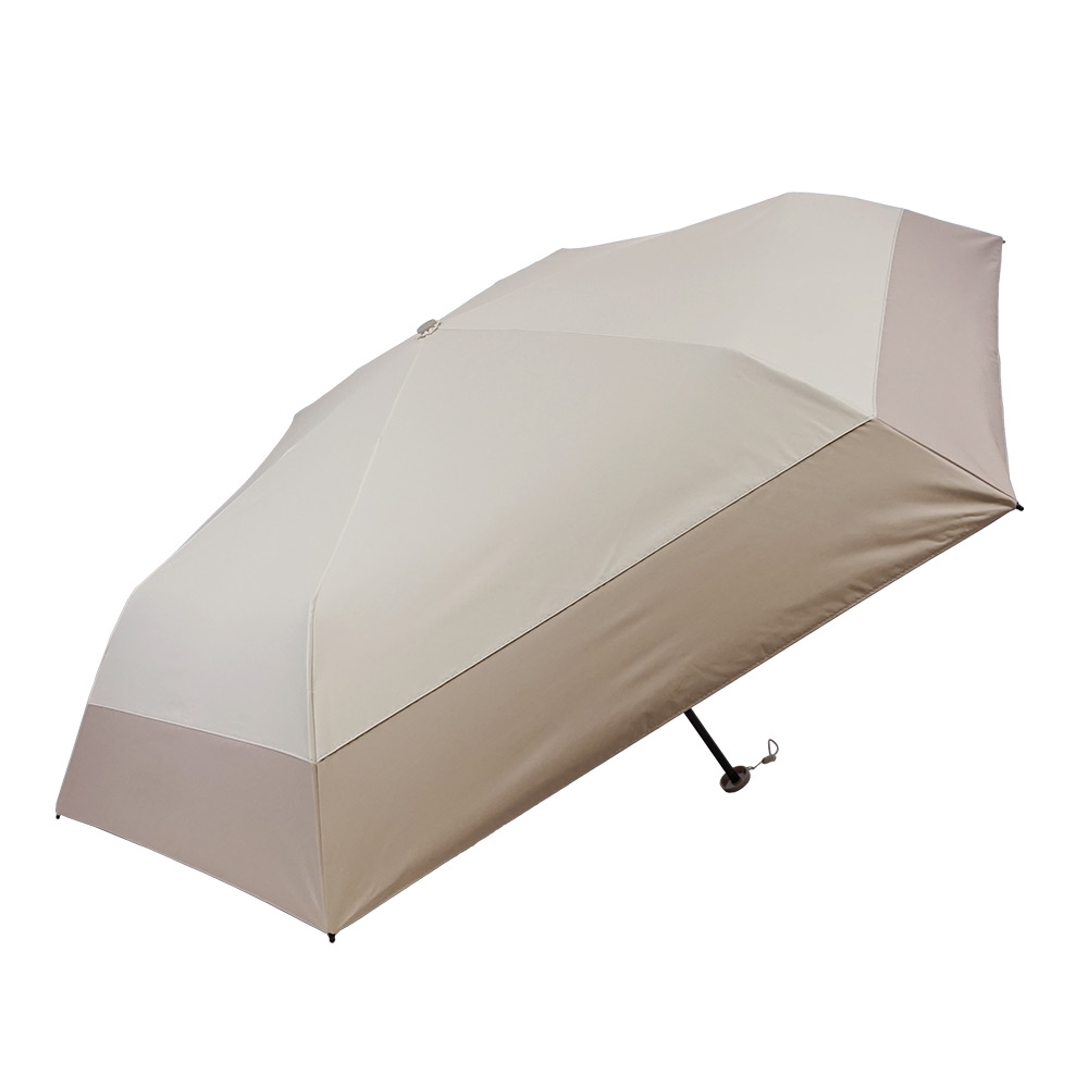 完全遮光 遮光率100% UVカット100% 晴雨兼用 軽量 折りたたみ傘 uchimizu ウチミズ 無地切替 アイボリー