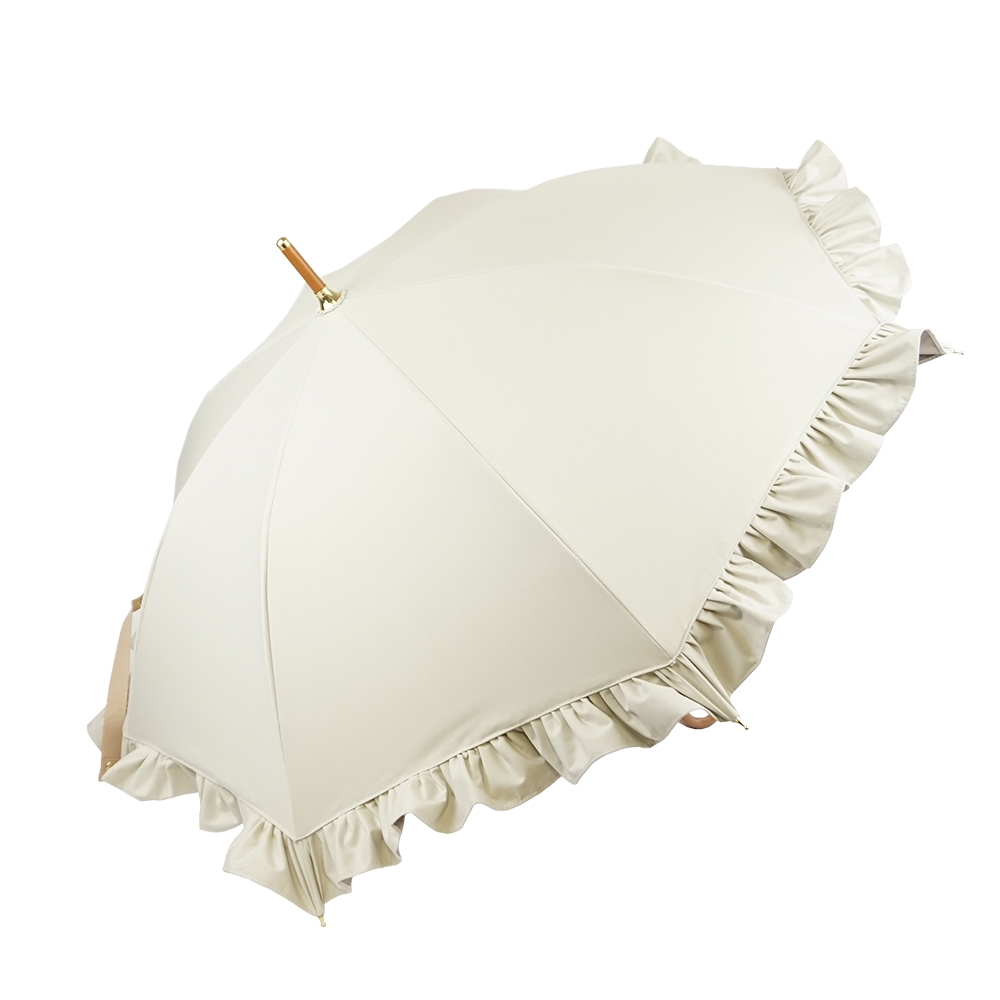 完全遮光 日傘 遮光率100% UVカット100% Paraffi パラフィ ショート傘 フリル アイボリー