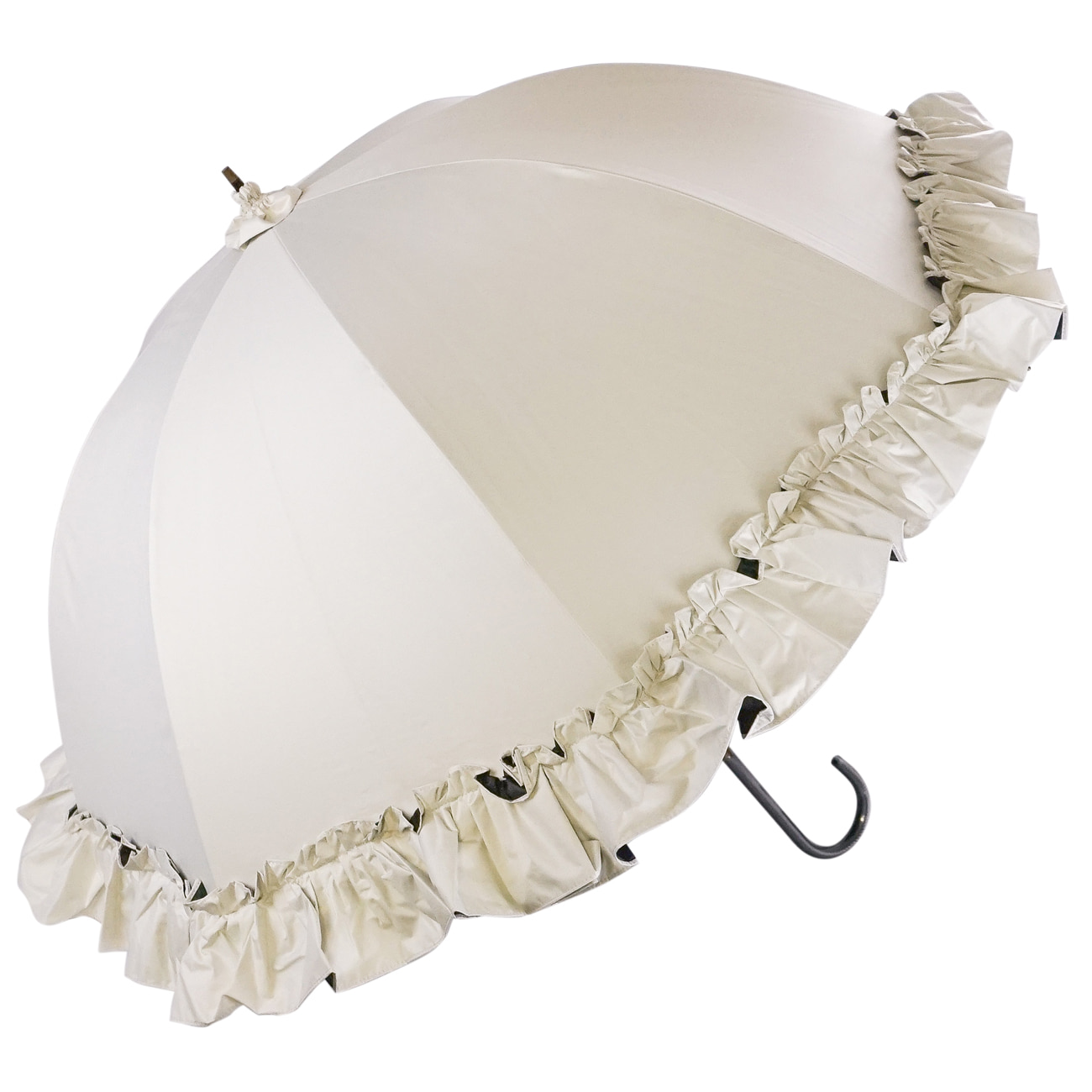 日傘 雨傘 晴雨兼用 フリル ショート傘 完全遮光 UVカット 100％ makez. マケズ 55cm レディース 超撥水 ビッグフリル付