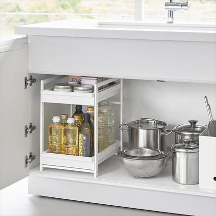 tower タワー シンク下スライドラック 2段 ホワイト 1460