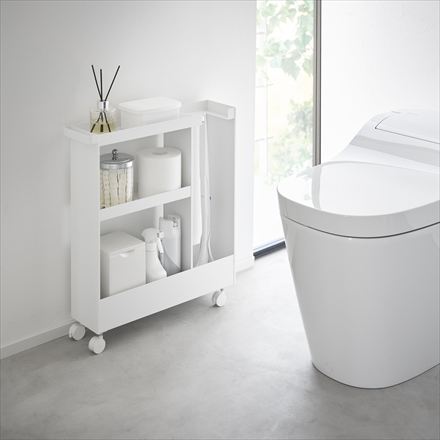 tower タワー キャスター付きトイレスリムワゴン 3段 ホワイト 1802