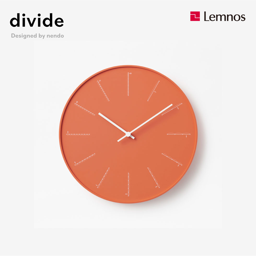 タカタレムノス Lemnos レムノス divide ディバイト 掛け時計 オレンジ NL17-01-OR