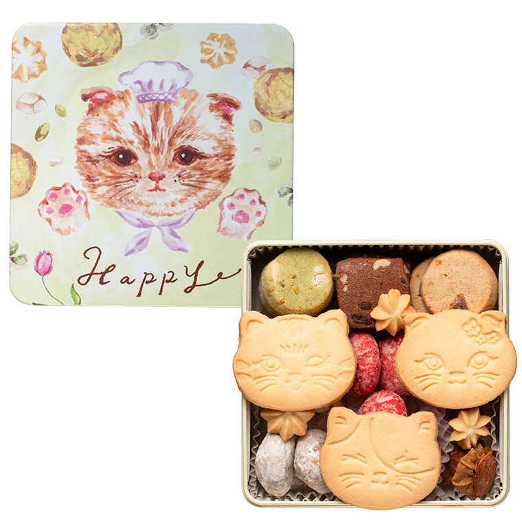 こねこのこねこねクッキー缶 Happy