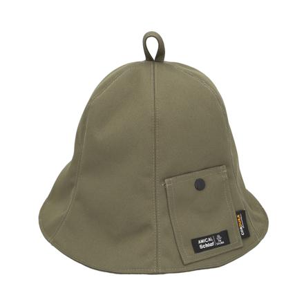 AMICAL.SchLaf ポケット付ベル型サウナハット サウナハット コーデュラD.KHAKI