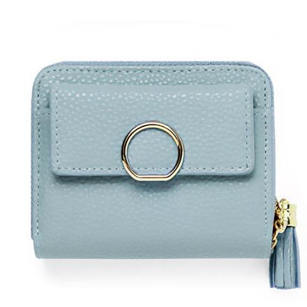 Blanc Pomme タッセル付ミニウォレット ライトブルー