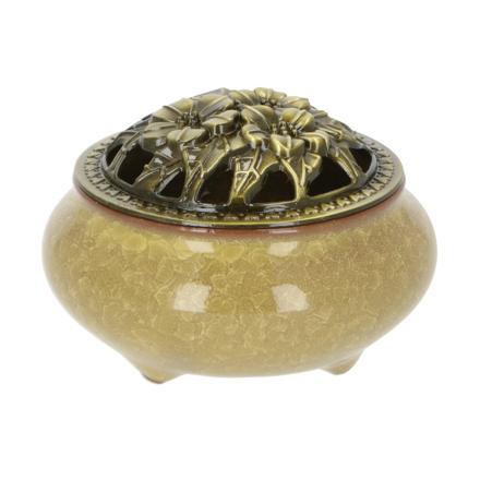香炉 陶器 お香立て付 incense02 イエロー