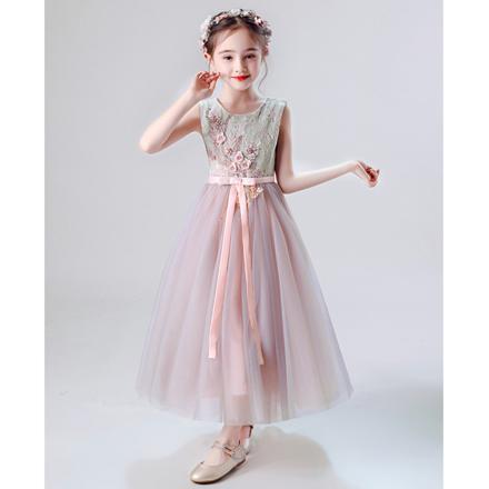 子供ドレス プリンセスドレス kdress5857 グレー×ピンク 160cm