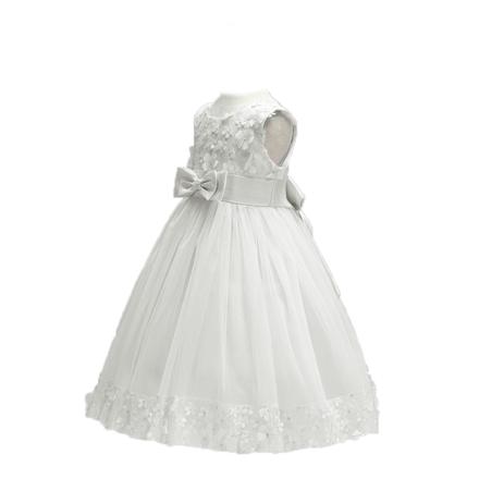 子供ドレス花柄リボン付き ホワイト 90CM