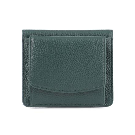 LIZDAYS 二つ折りスリム本革財布 ダークグリーン