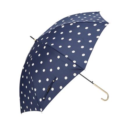 amusant sous la pluie 60cm スリム 耐風長傘 8mm 13640.ドット ネイビー