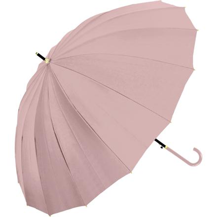 Natural basic レディース 傘 55cm 16本骨 無地 PINKBEIGE