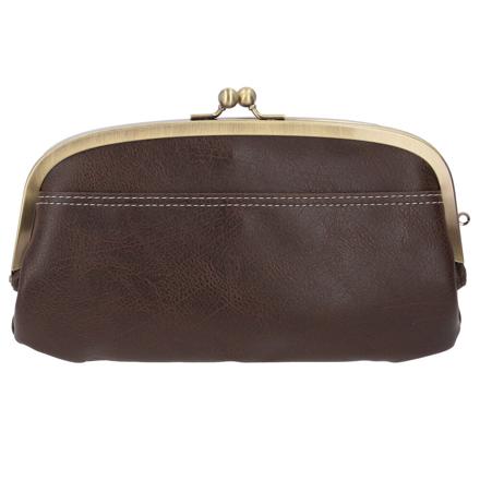 LafieL ラフィール ナチュラル合皮 がま口長財布 がま口財布 コゲチャ