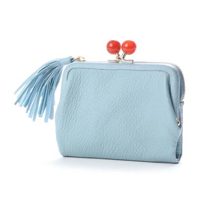 perche ペルケ アクリル玉2つ折りガマ口 サックスブルー