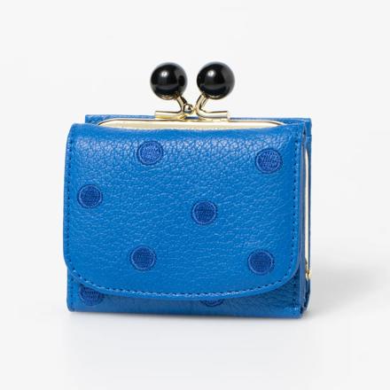 perche ペルケ アクリル玉三つ折りウォレット ブルードット