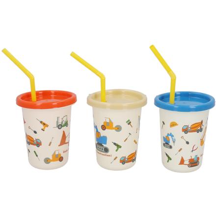 ストロー付タンブラー3個 230ml SIH2ST はたらくクルマ