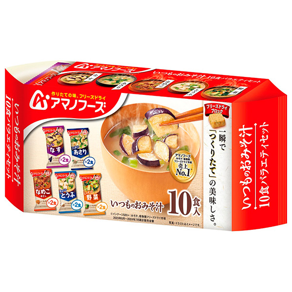 アマノフーズ フリーズドライ いつものおみそ汁 10食バラエティセット 10食×6袋入|インスタント 味噌汁 アソート
