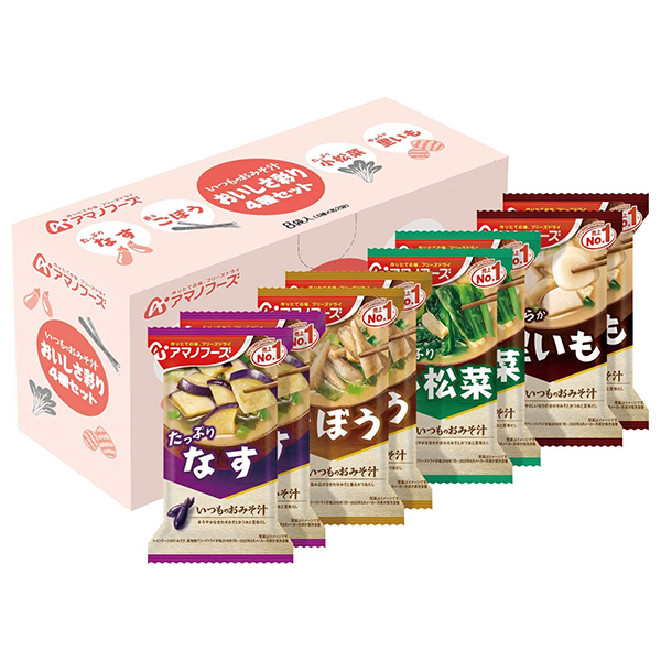 アマノフーズ フリーズドライ いつものおみそ汁 おいしさ彩り4種セット 8食×3箱入|一般食品 インスタント食品 味噌汁 即席 アソート