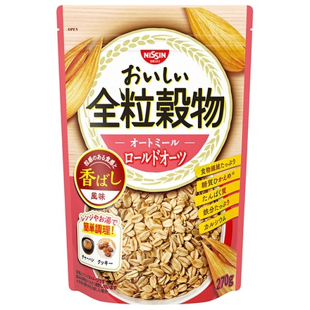 日清シスコ おいしい全粒穀物 オートミール ロールドオーツ 270g×8個入|一般食品 オートミール 食物繊維 穀物