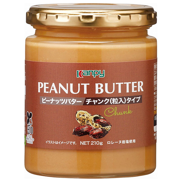 カンピー ピーナッツバター チャンクタイプ(ロレーヌ岩塩使用) 210g瓶×6個入|ピーナッツバター チャンク ロレーヌ岩塩 岩塩 スプレッド 粒入り クランチ