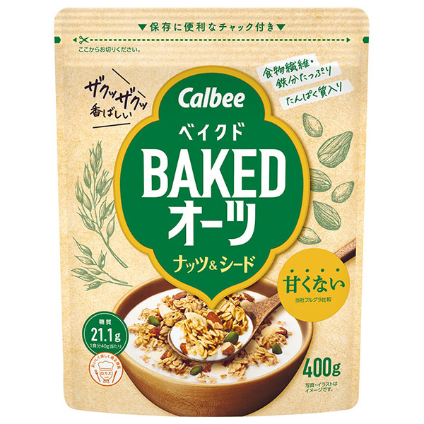 カルビー ベイクドオーツ ナッツ&シード 400g×8袋入|シリアル 食物繊維 鉄分 オートミール