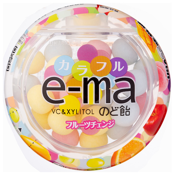 UHA味覚糖 UHAピピン e-maのど飴 容器 (カラフルフルーツチェンジ) 33g×6個入|お菓子 飴 のど飴 のどあめ イーマ