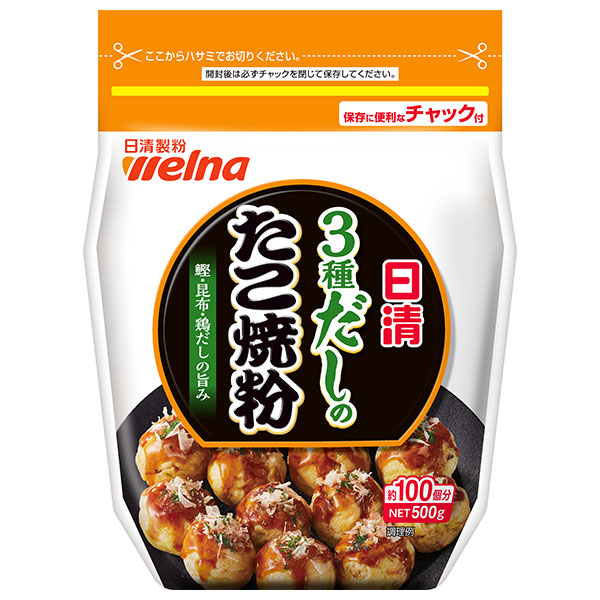 日清ウェルナ 日清 3種だしのたこ焼粉 500g×12袋入|一般食品 調味料 粉末 小麦粉 たこ焼き