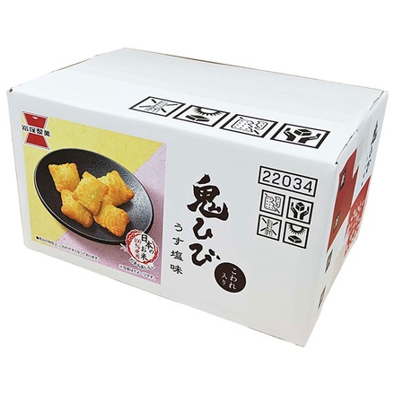岩塚製菓 箱 鬼ひび うす塩味 190g×1箱入|おつまみ おかき 大豆 お米 塩味 箱米菓